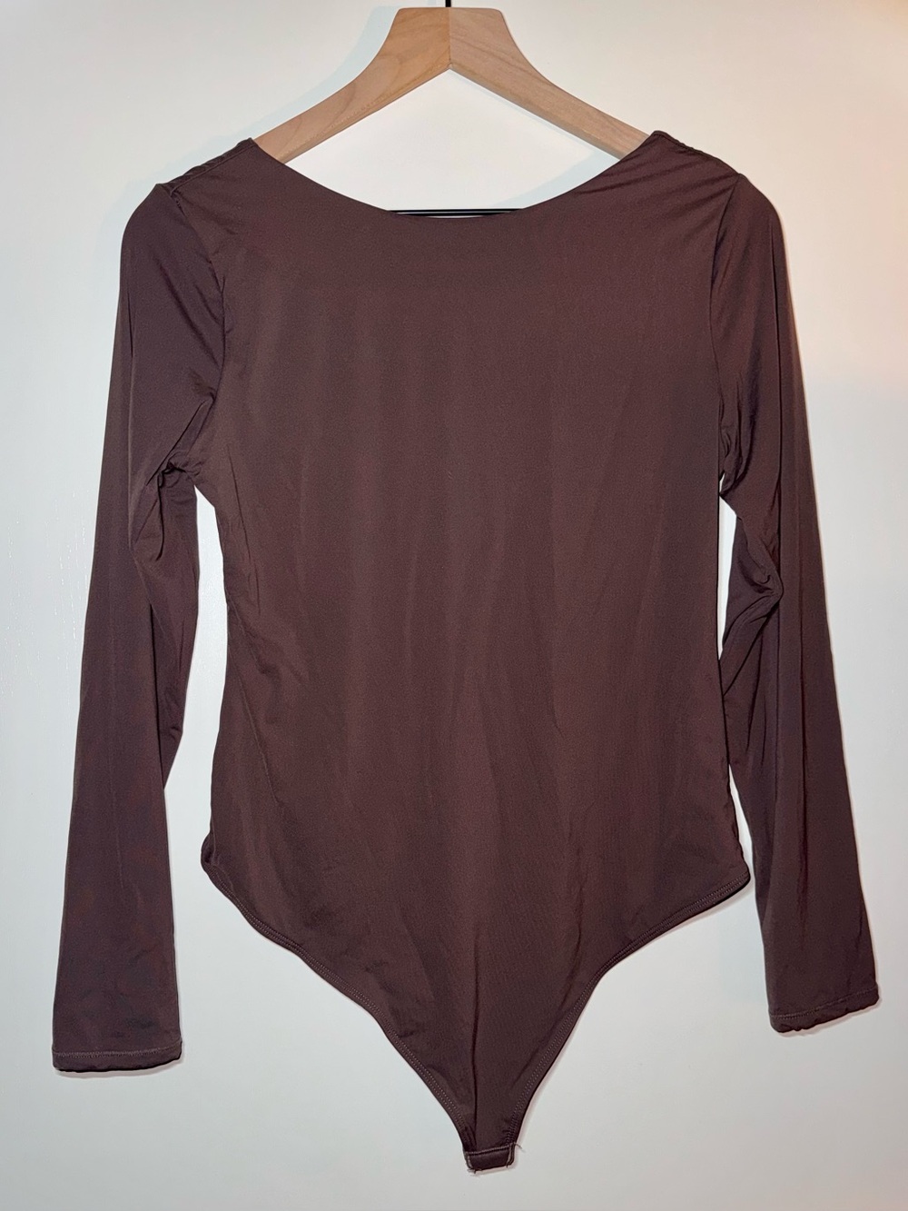 SUUKSESS Backless Long Sleeve Bodysuit Double Lined Brown Size XL